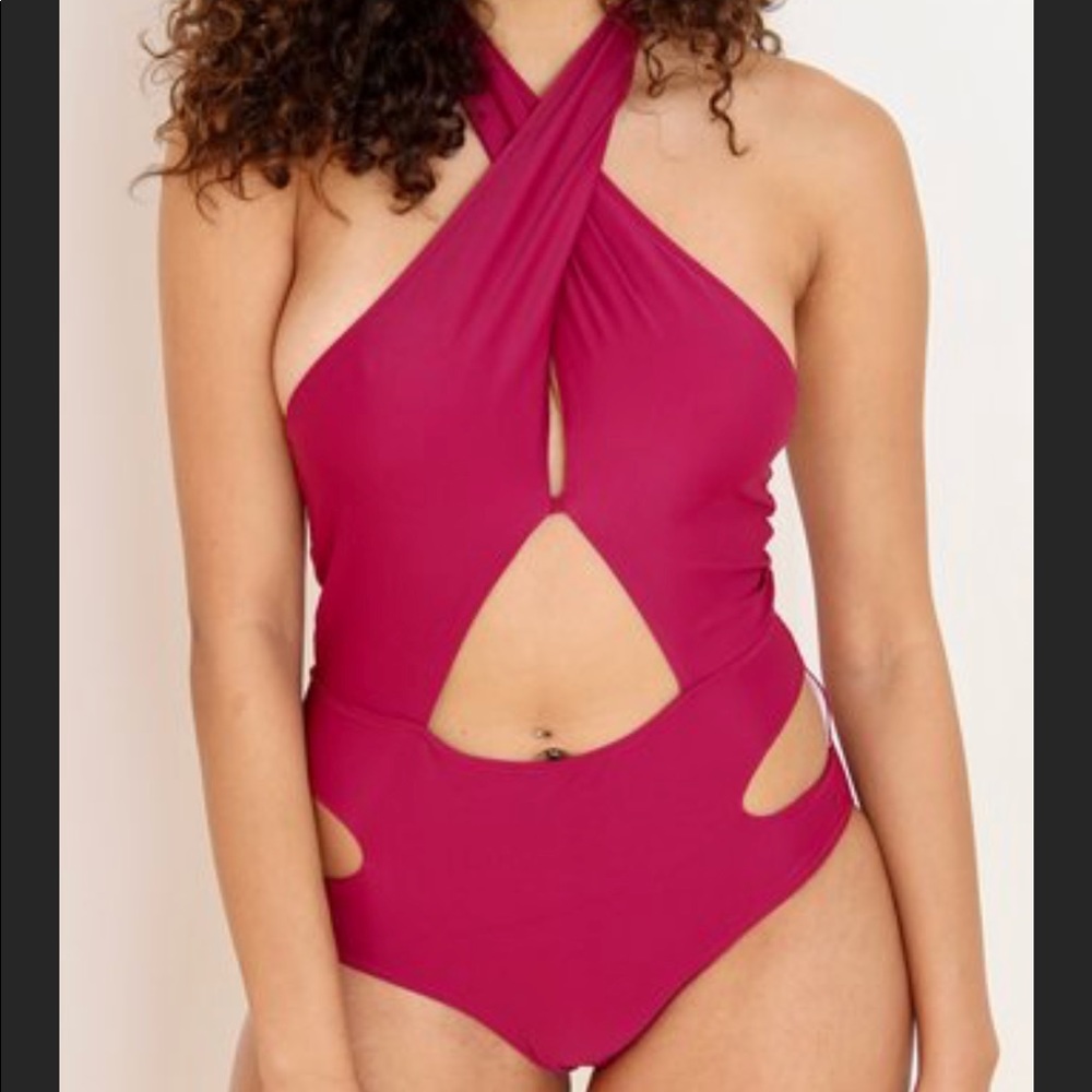 Wine Peek-A-Boo! Cutout Suit